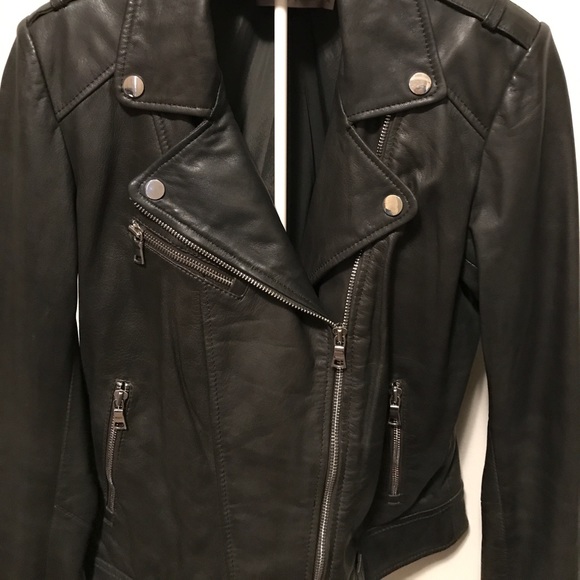 Danier grey leather biker jacket (xs) preloved - Picture 7 of 7